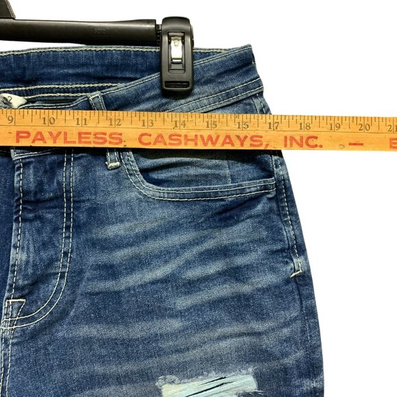 NEW Departwest Mens 31 Straight Jeans Blue Distressed Denim Zip Fly Pockets Logo - Picture 13 of 16